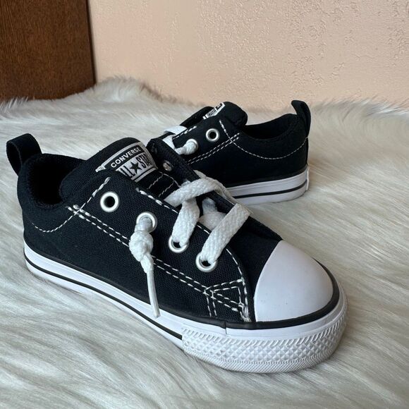 Converse Chuck Taylor Street (Little Kid) Sneaker, Black/White/Black Size 7 - Picture 9 of 9